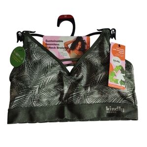 Kindly Yours Medium Green Foliage Print V-Neck Bralette